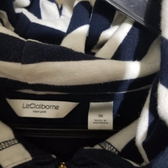 Liz Claiborne Hoodie Plus size 3XL Navy White Full Zip Nautical - Picture 3 of 4